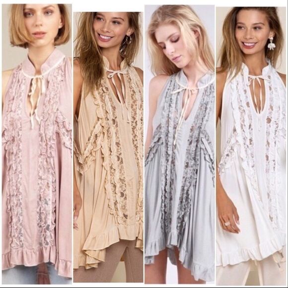 lace Paneled Ruffle Detailed Sleeveless Swing Top - Picture 13 of 13